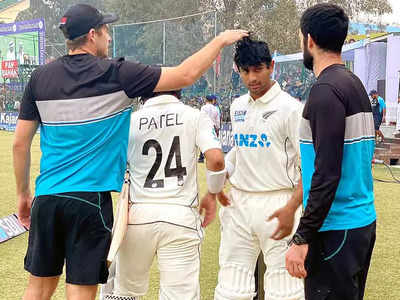IND vs NZ Kanpur Test: हमने कर दिखाया... मैच ड्रॉ कराने के बाद साथी एजाज पटेल से बोले रचिन रविंद्र 
