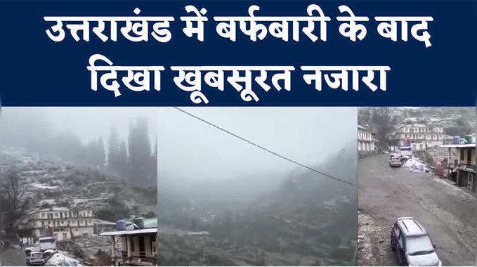 Snowfall in Uttarakhand: उत्तराखंड में बर्फबारी से खूबसूरत हुई वादियां, दिखा खूबसूरत नजारा 
