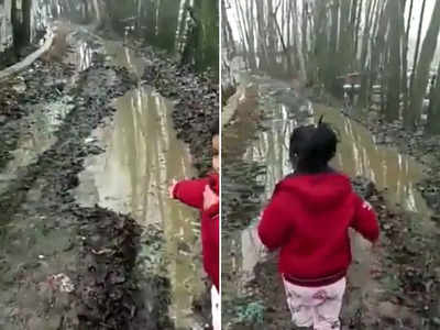कश्मीर: बच्ची ने ऐसे बताया सड़क का हाल, वीडियो देखकर कई चेहरे खिल गए 