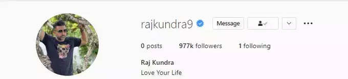 Raj Kundra's Instagram account