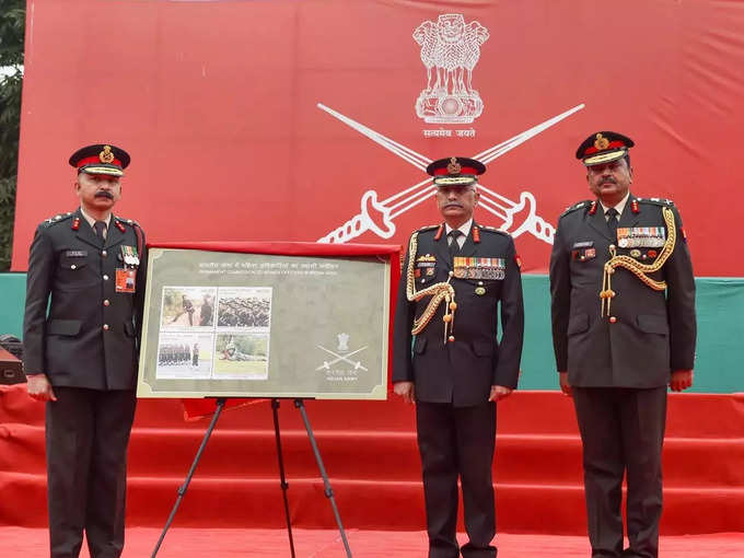 New Delhi_  Army Chief General Manoj Mukund Naravane release a commemorative pos....