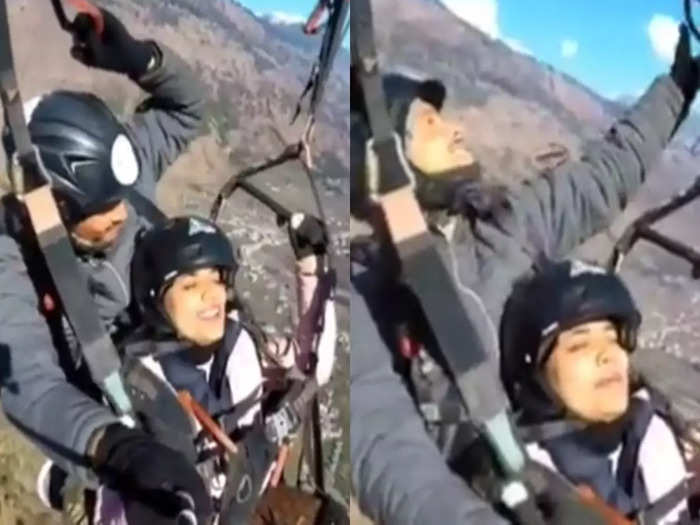 funny video of woman doing paragliding goes viral