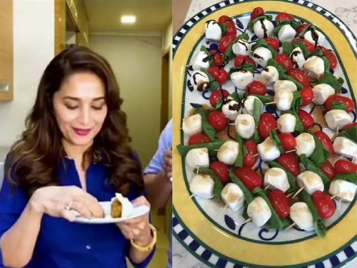to stay fit and young, 54 year old madhuri dixit eats italian salad, know the recipe of caprese salad.