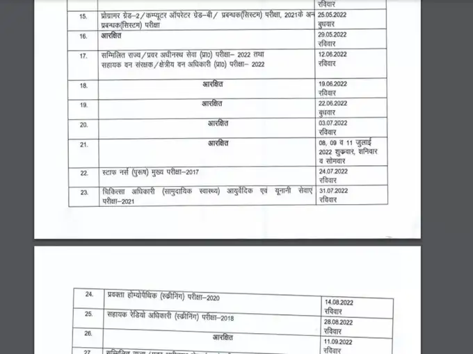 Uppsc Calendar 2022 To 2022
