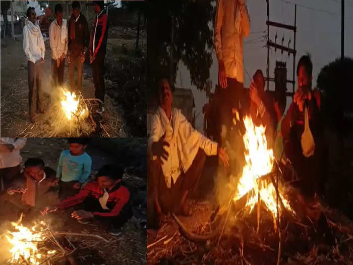 once again cold wave in maharashtra hingolikar taking bonfire for protect themselves