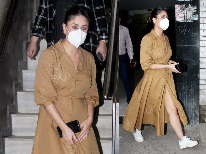 kareena kapoor spotted in cotton midi dress with slit and we are loving her comfy look