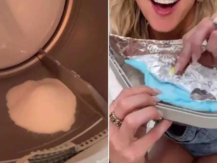 woman made cotton candy in a clothes dryer watch shocking video