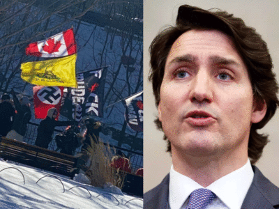 Justin Trudeau: भारत पर ज्ञान देने वाले कनाडाई पीएम गायब, संसद पहुंचे ट्रक चालकों ने लहराया नाजी प्रतीक 
