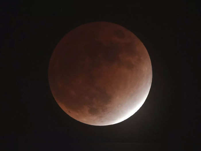 Yokohama: The earth&#39;s shadow covers the moon during a partial lunar eclipse Frid...