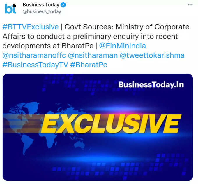 enquiry on bharatpe: भारतपे के खिलाफ वाणिज्य मंत्रालय शुरू कर सकता है  प्राथमिक जांच : Ministry of Corporate Affairs likely to initiate a  preliminary enquiry against BharatPe says sources - Navbharat Times