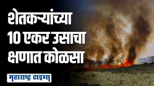 शेतकऱ्यांच्या शेतातील ऊस शॉर्टसर्किटमुळे जळून खाक; लाखोंचे नुकसान