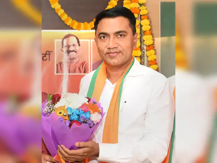 Panaji: Goa CM-designate Pramod Sawant during a meeting with BJP leaders, in Pan...