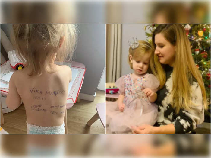 ukraine mother wrote down home address on daughters back shocking pic goes viral