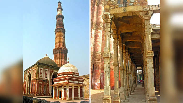 Qutub Minar | कुतूब मिनार परिसरात असणाऱ्या या गणेशमूर्तींना अनुक्रमे 'उल्टा गणेश', 'पिंजरे मे गणेश'अशा नावांनी संबोधले जाते.<span class="redactor-invisible-space"></span>