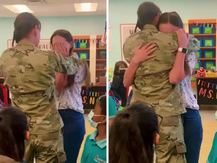 army mom returns from deployment surprises daughter in her school