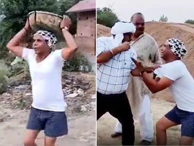 Funny Video: सिर पर टोकरा उठाए काम पर जा रहे थे Rajpal Yadav, मोटा भाई कहने पर पिटते-पिटते बचे 