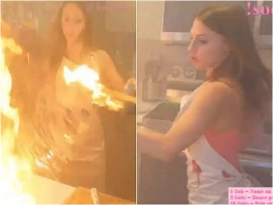 कभी-कभी खाना बनाने वाले ये वीडियो जरूर देखें, महिला ने की एक गलती, भयंकर आग से जलते-जलते बची 