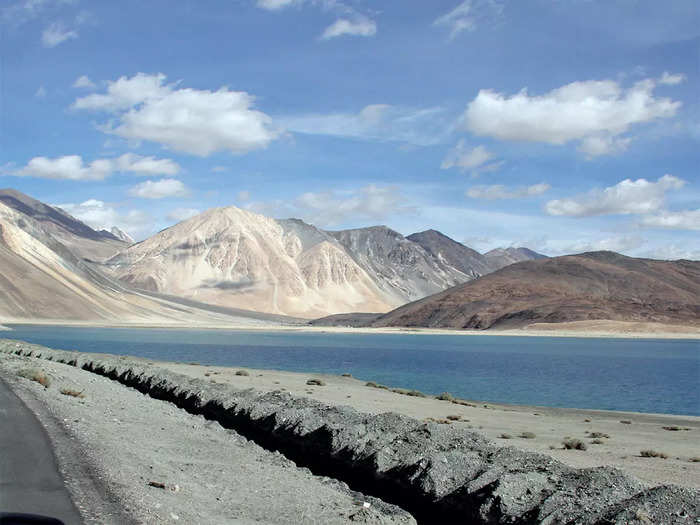A bridge is being built by China on the Chinese side of Pangong lake