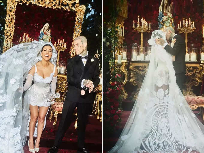 43 की उम्र में कॉर्टनी कार्दशियन ने मिनी ड्रेस पहन की बॉयफ्रेंड से शादी, घूंघट पर बनी दिखी ये खास धार्मिक डीटेल