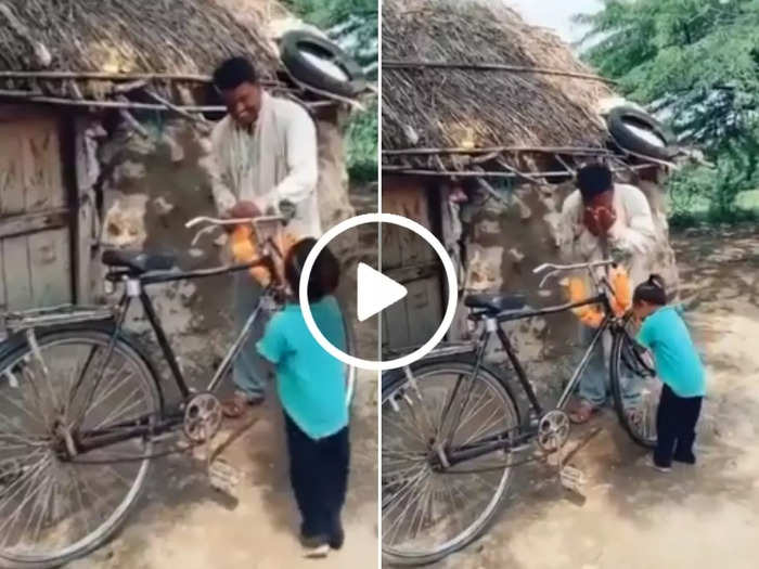 father and son reactions win internet after buying second hand bicycle ias shared emotional video