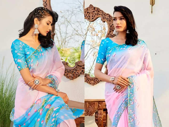 Online cotton saree with print design, saree for women