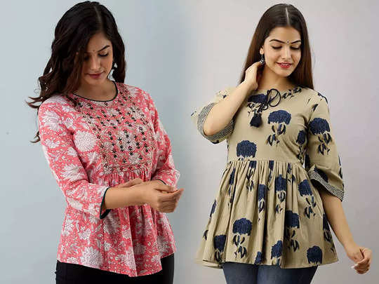 online short kurti women, जींस के साथ भी पहन सकती हैं ये लेटेस्ट Kurti,  पाएं मॉडर्न और आकर्षक एथनिक स्टाइल - wear these online short kurti women to  look ethnic and modern -
