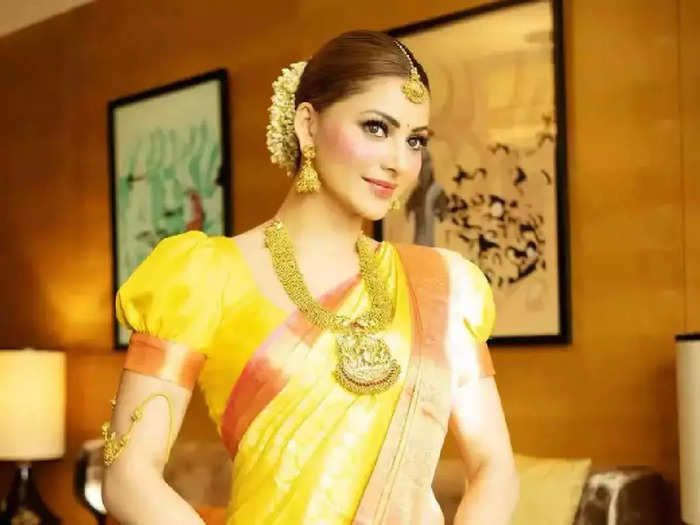 urvashi rautela in yellow kanjivaram saree look amazingly beautiful and charming fans attracted towards her drop dead look