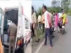 bus hit bike in lakhimpur 2 women including child and 1 person died