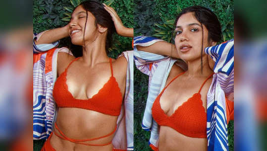 Bhumi Pednekar in Red Bralette : भूमी पेडणेकरच्या बोल्ड फोटोशूटमुळे इंटरनेटवर आग, चाहते म्हणतात 'हॉटेस्ट गर्ल'