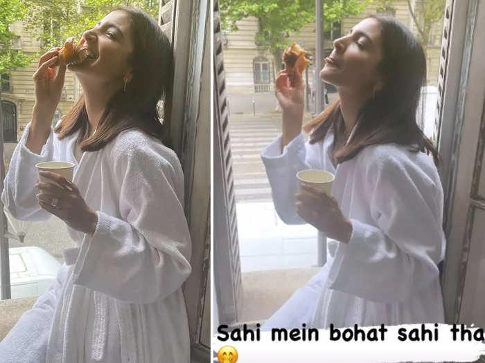 Anushka Sharma enjoying croissants