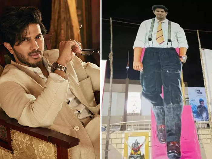 Huge cutout erected for Dulquer Salmaan in AP