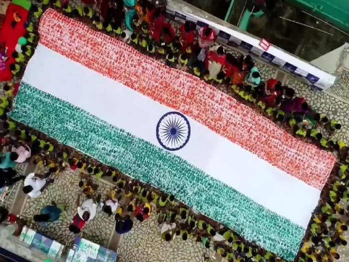 Kanchipuram School Palm Prints National Flag