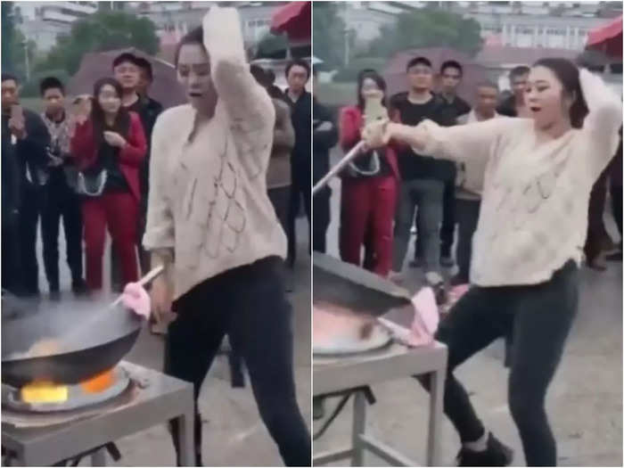 girl was making noodles while dancing video goes viral