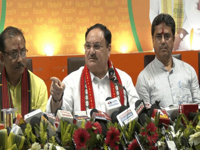 BJP National President Shri @JPNadda addresses a press conference in Agartala, Tripura