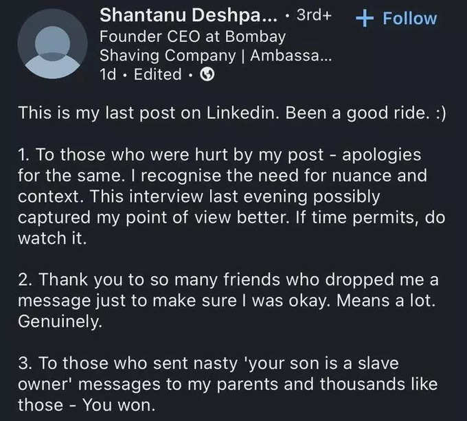 Bombay Shaving Company CEO quits LinkedIn