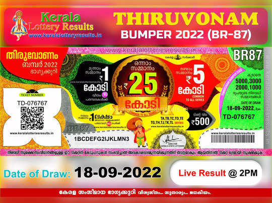 Kerala Lottery Thiruvonam Bumper 2022 BR-87 Result: Bumper Prize tickets  sold in Thiruvananthapuram - Malayalam Oneindia