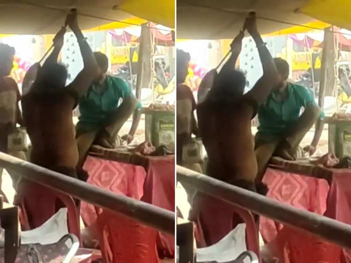 viral video shows allegedly halwai scratches his back from utensil