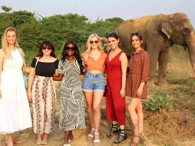 मथुरा पहुंचीं मिस यूनिवर्स ग्रेट ब्रिटेन नोकी सिम्बानी, टीम के साथ जाना हाथियों का हाल, देखिए तस्वीरें 