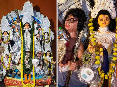 महिषासुर की प्रत‍िमा में बापू की झलक, बाद में हिंदू महासभा ने कहा- मूंछ और बाल लगाया