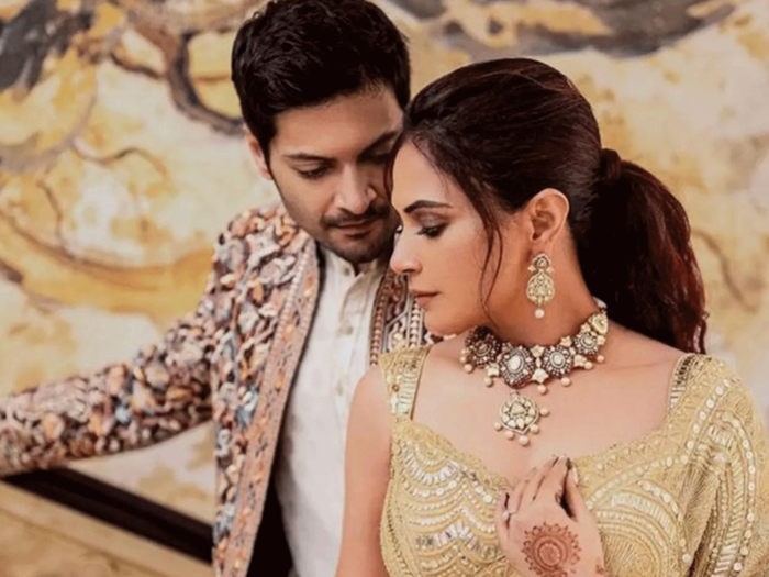 Ali Fazal and Richa Chadha look regal at their wedding reception in Mumbai. See first pictures