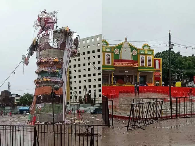 कानपुर में भींगकर बर्बाद हुआ पुतला, आयोजन स्थल पर सन्नाटा