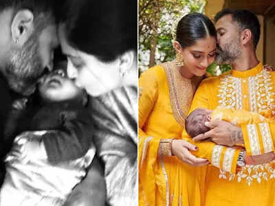 Sonam Kapoor Baby PIC: सोनम कपूर ने बेटे वायु को चुमते हुए उसका चेहरा तो दिखाया लेकिन फैन्स को गच्चा दे डाला 
