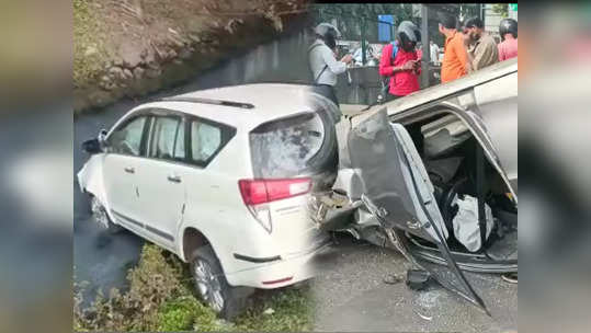 पाम बीच रोडवर दोन कारचा भीषण अपघात; एक रस्त्यावर उलटली तर दुसरी...