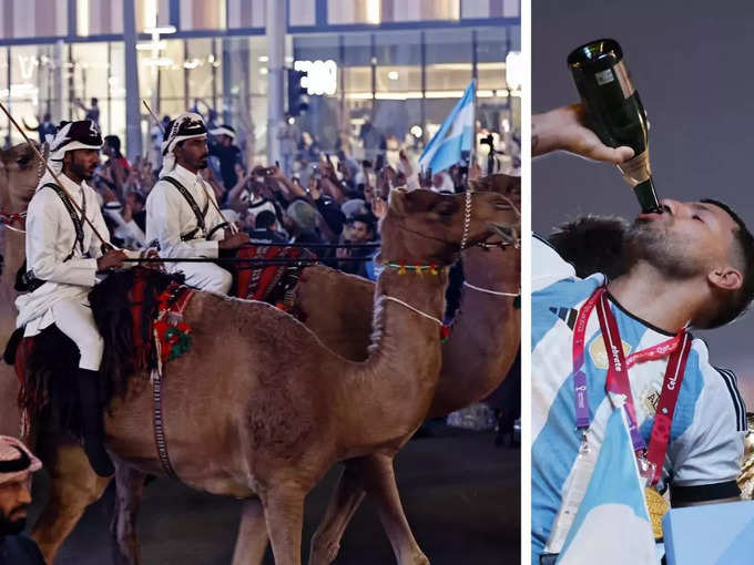 FIFA: ऊंट से रखवाली, खुली बस की सवारी, कतर के शेखों ने निकाला अर्जेंटीना का विजयी जुलूस