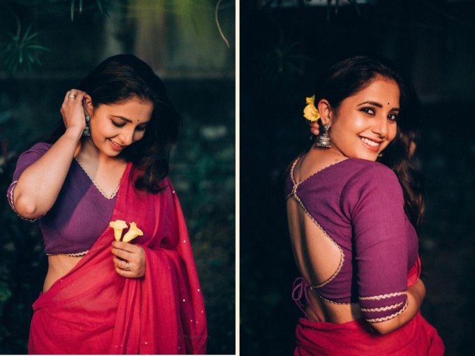 Jhumkas, cheekbones, and smile sarees add charm to Sanjeev's saree. | Hits Times 97027238 | Hits Times