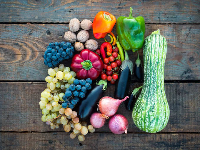 Colorful vegetables and fruits..