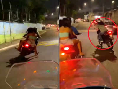 लड़की लहराते हुए दौड़ा रही थी बाइक, आगे जो हुआ वह देख लोगों को गुस्सा आ गया