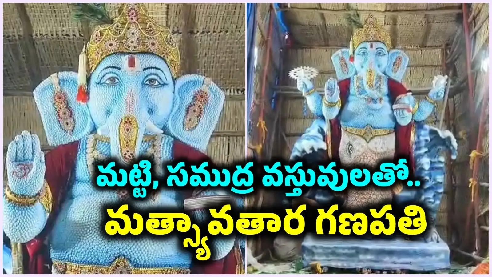 ఎమ్మిగనూరు: మత్స్య అవతారంలో మహగణపతి.. పుణ్యక్షేత్రాల నుంచి తెచ్చిన మట్టి.. సముద్ర ఆల్చిప్పలు, శంఖువులతో.. – politics