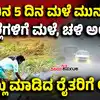 Five Days Of Rain In Karnataka,ಕರ್ನಾಟಕದಲ್ಲಿ ಮತ್ತೆ ಮುಂದಿನ ಐದು ದಿನ ಮಳೆ ಸಾಧ್ಯತೆ; ಹವಾಮಾನ ಇಲಾಖೆ ಎಚ್ಚರಿಕೆ, ಎಲ್ಲೆಲ್ಲಿ ಮಳೆ? - the-meteorological-department-has-issued-a-rain- warning-in-karnataka-for-the-next-five-days - vijaykarnataka